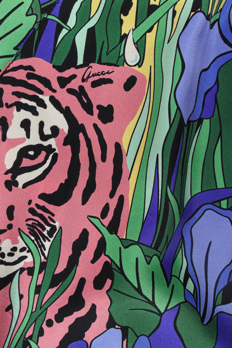Gucci 2019 A/W Feline Garden Silk Pant tiger print close @ Recess LA