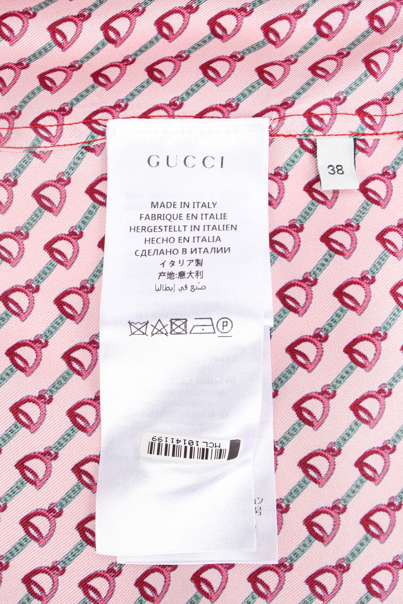 Gucci Horsebit Print Silk Blouse label at Recess LA