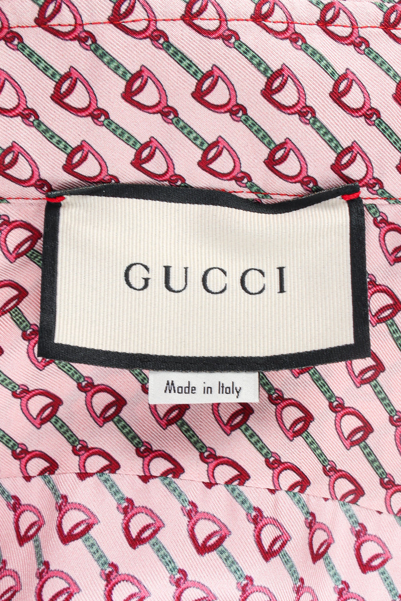 Gucci Horsebit Print Silk Blouse label at Recess LA
