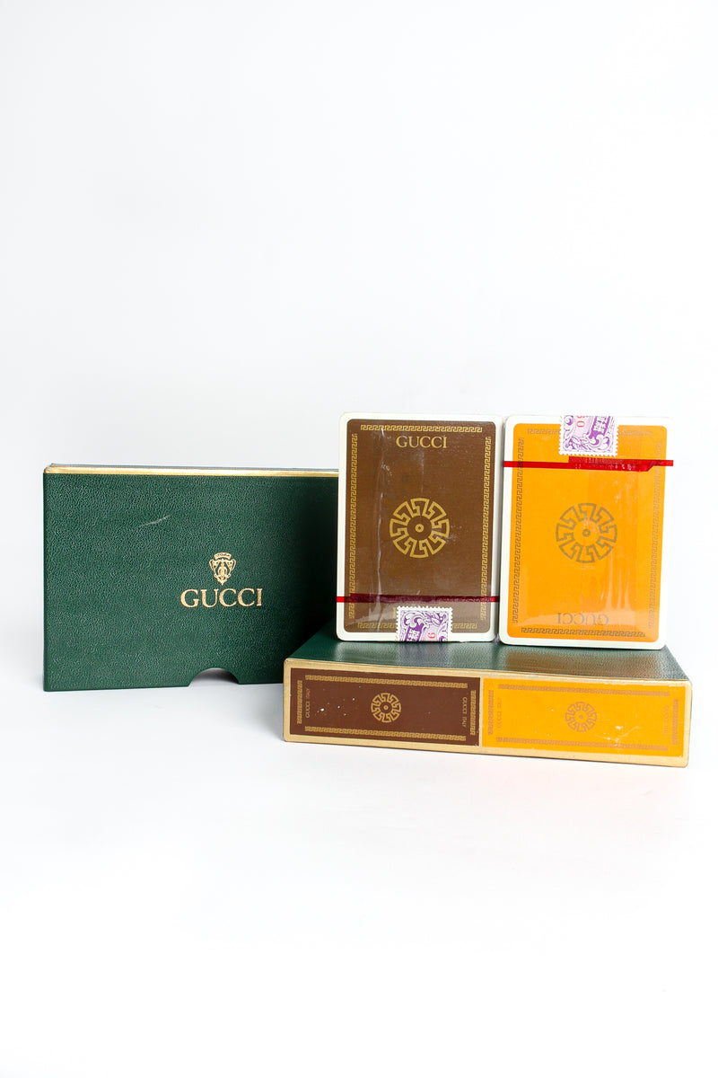 Vintage Gucci New In Box Unopened Orange & Brown Playing Card Set at Recess Los Angeles