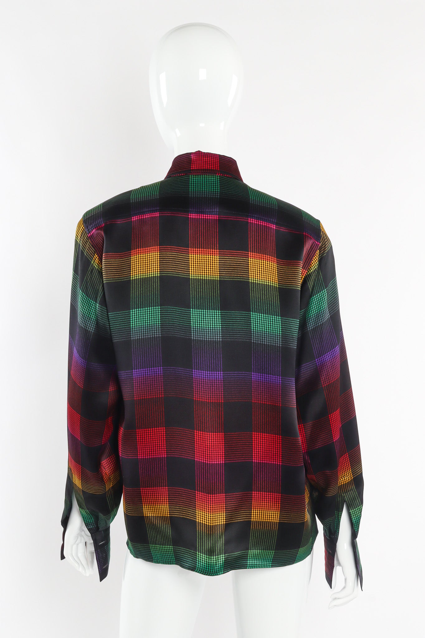 Houndstooth plaid silk blouse by Gucci back view @recessla