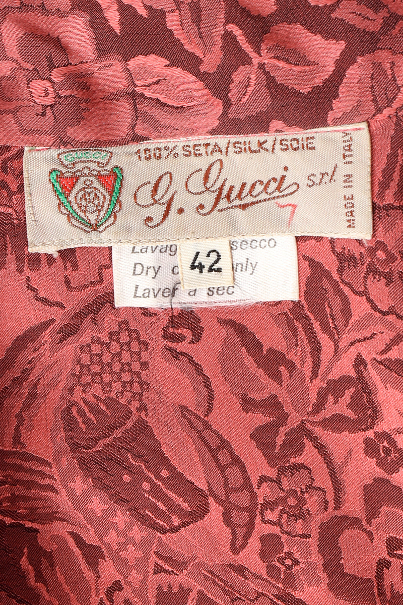 Vintage Gucci GG Logo Floral Jacquard Silk Blouse label at Recess Los Angeles