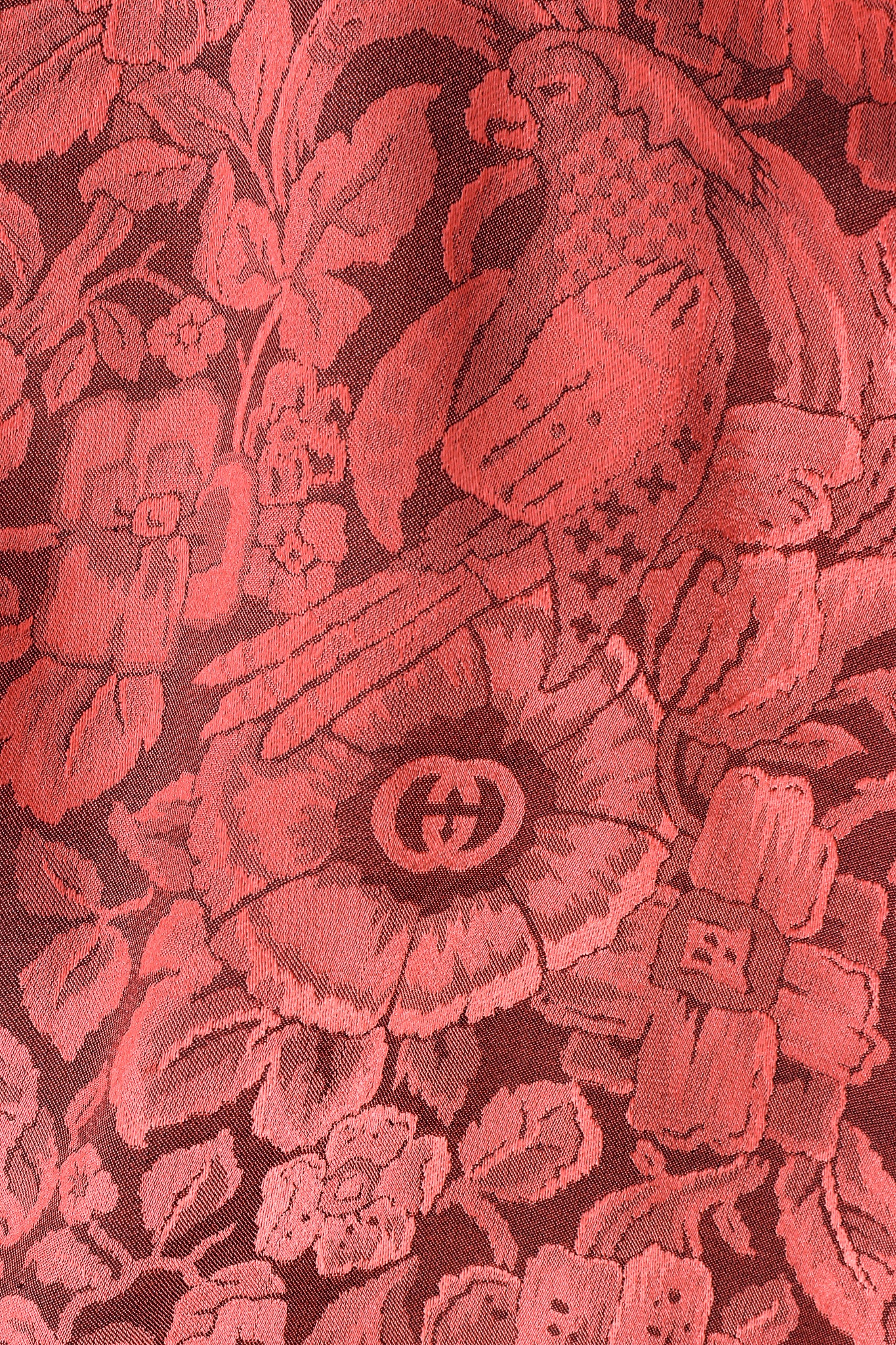 Vintage Gucci GG Logo Floral Jacquard Silk Blouse fabric at Recess Los Angeles