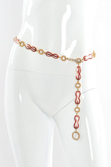 Vintage Gucci 1970s Enamel GG Infinity Chain Belt on mannequin waist @ Recess LA