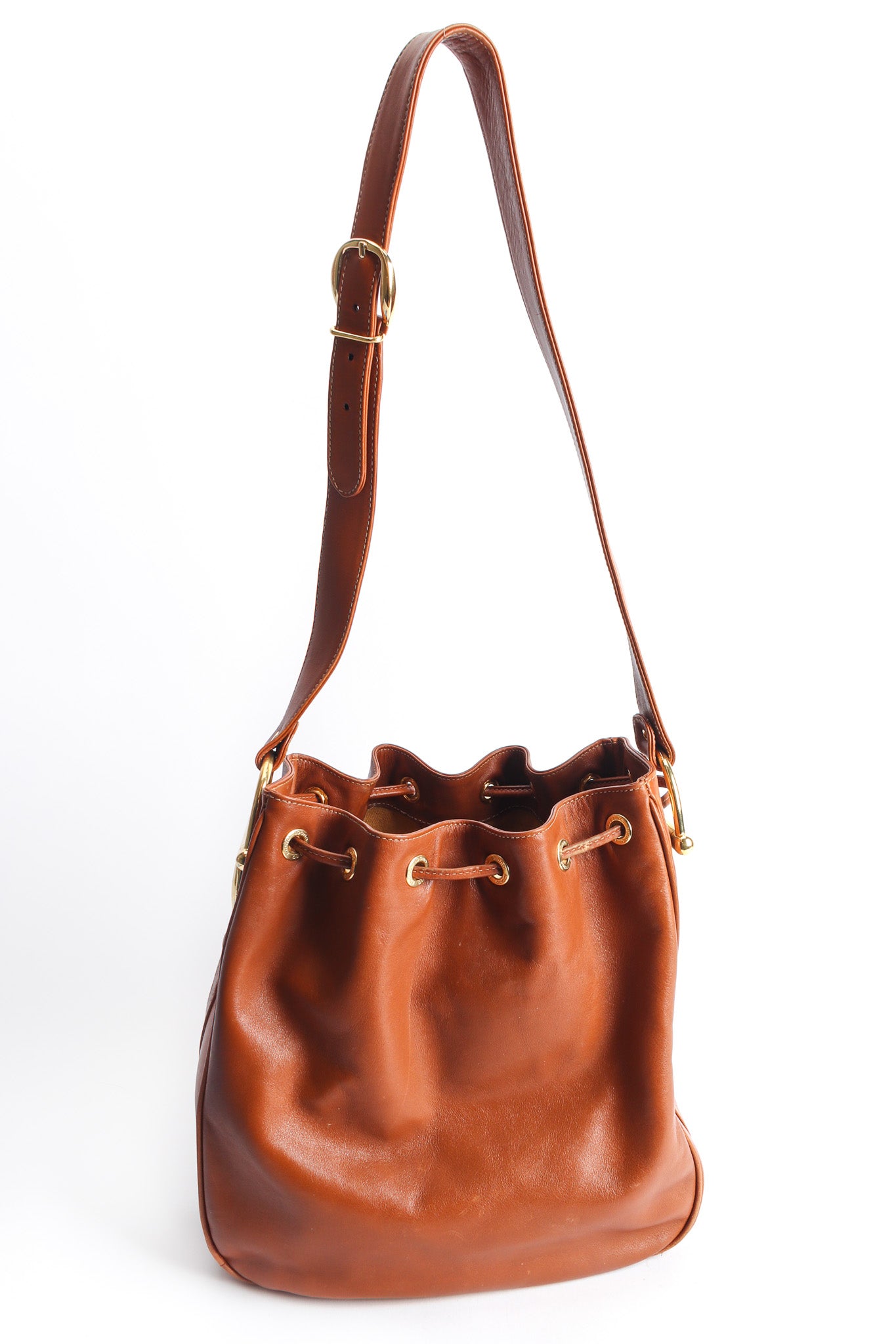 Vintage Gucci Drawstring Leather Bucket Bag back @ Recess LA