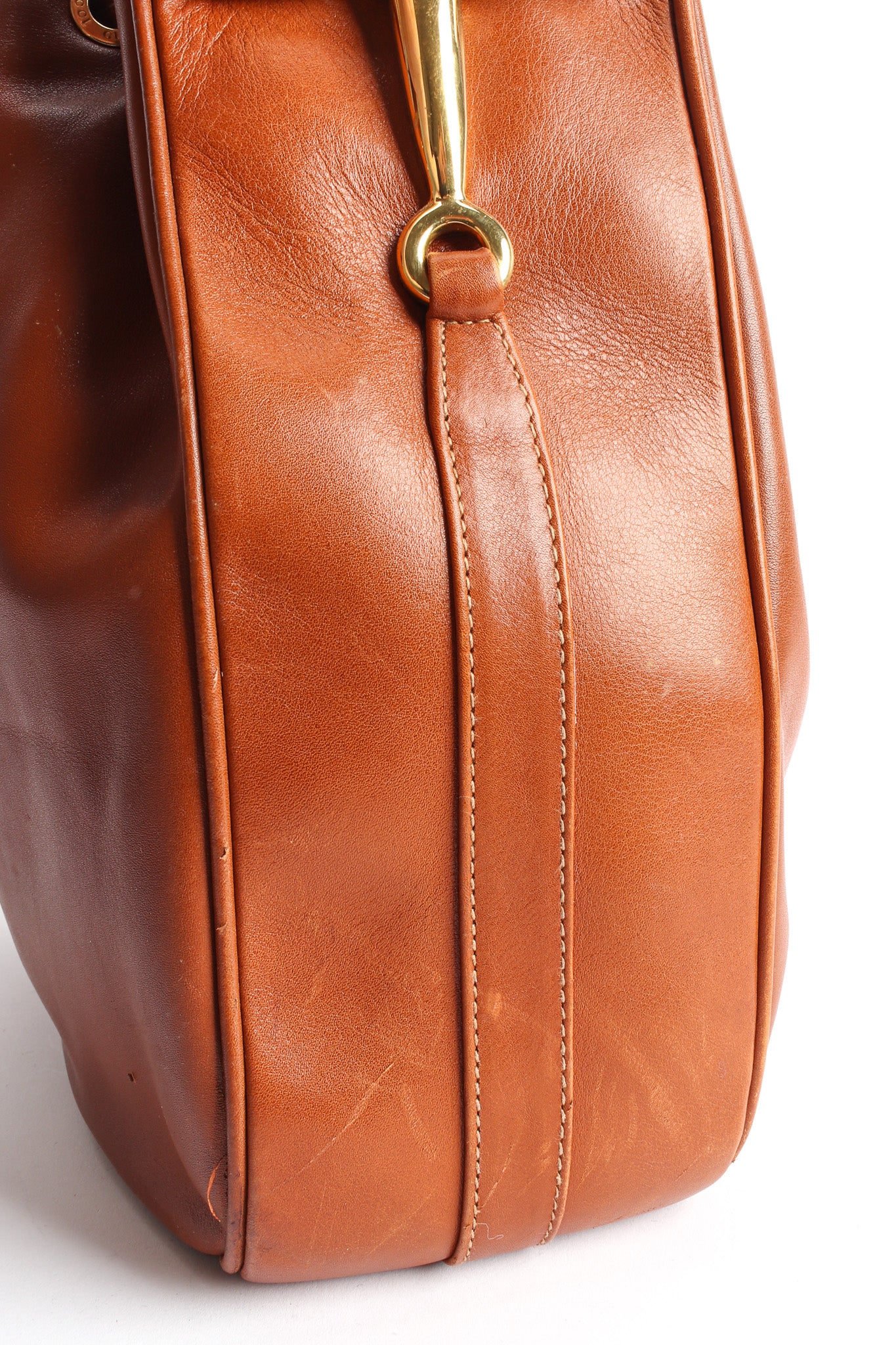 Vintage Gucci Drawstring Leather Bucket Bag corner/base marks @ Recess LA