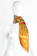 Vintage Gucci V. Accornero Wildflower Wheat Floral Bouquet Scarf on Mannequin Tied at Recess Los Angeles