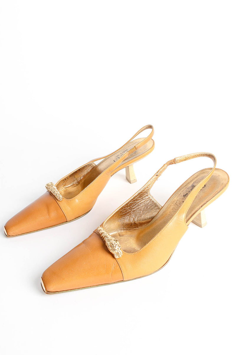Vintage Gucci Leather Tiger Slingback Heels angle front @ Recess Los Angeles