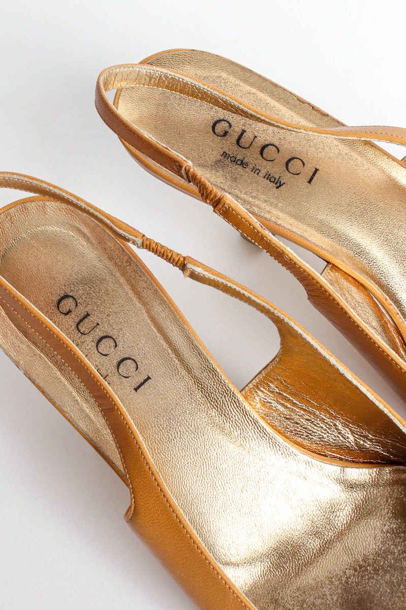 Vintage Gucci Leather Tiger Slingback Heels signed soles @ Recess Los Angeles