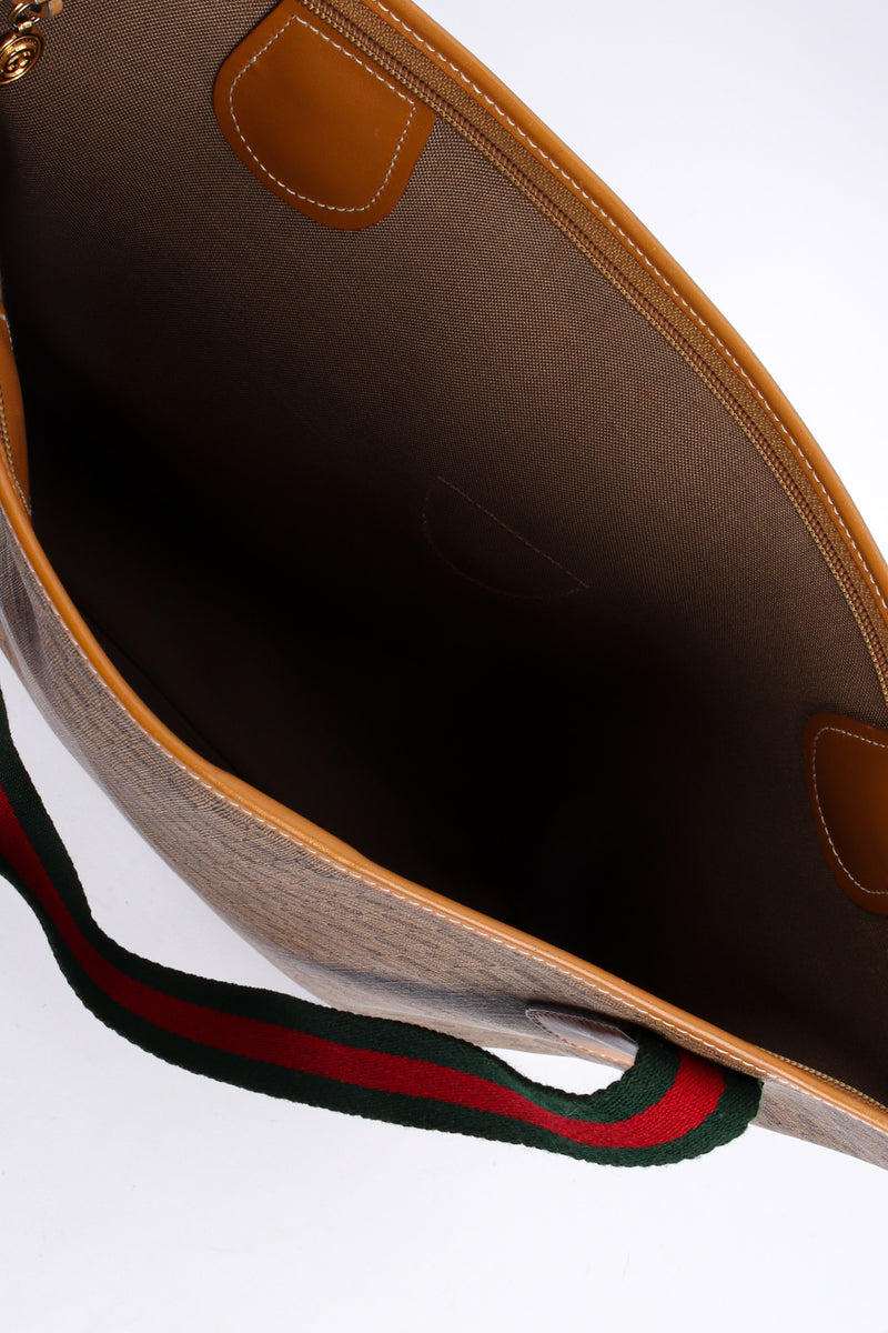 Vintage Gucci Monogram Logo Leather Tote Bag top opening @ Recess LA