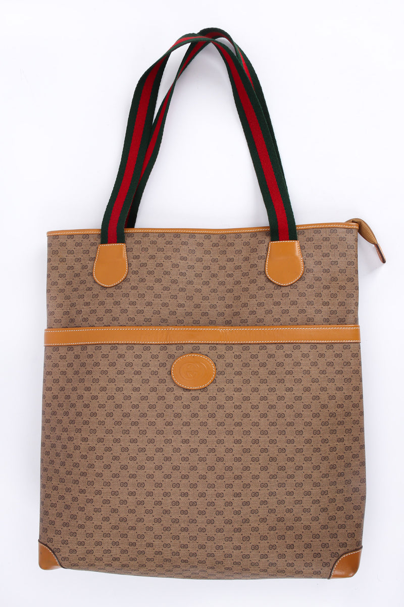 Vintage Gucci Monogram Logo Leather Tote Bag front flat @ Recess LA