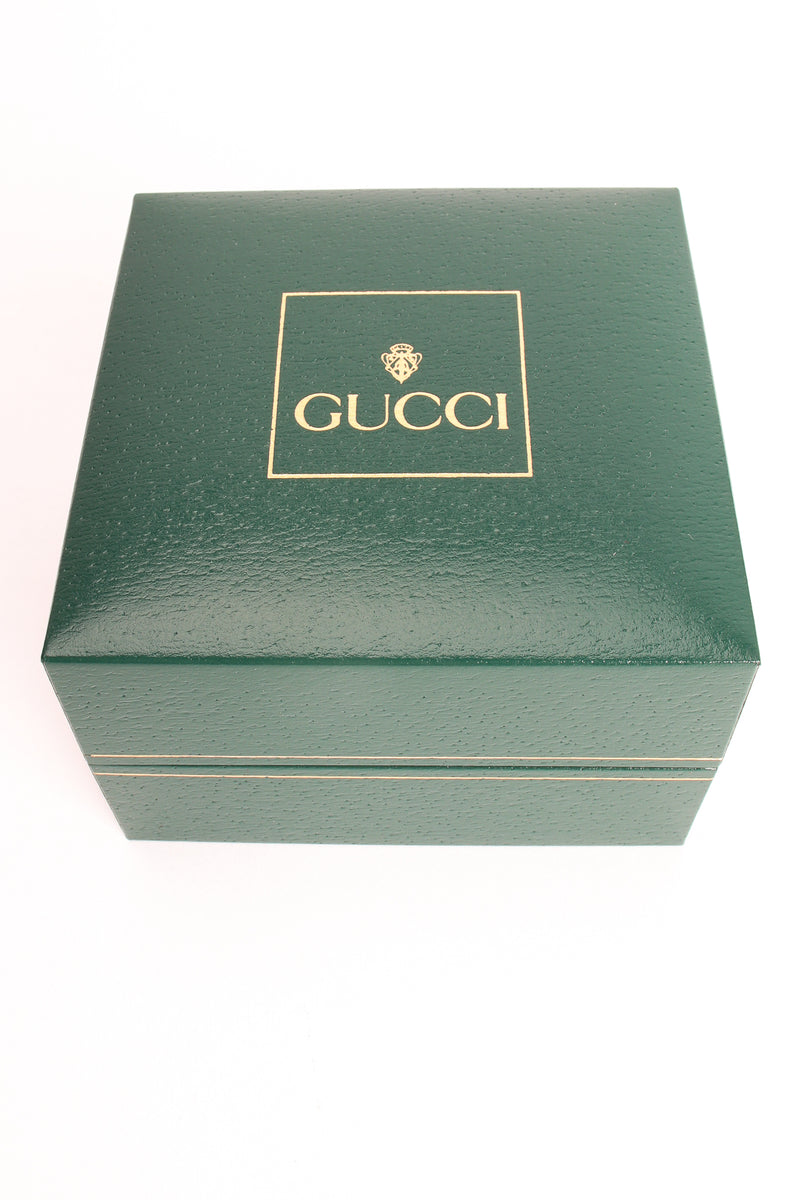 Vintage Gucci Metallic Bezels Bracelet Watch Boxed Gift Set leather box at Recess Los Angeles