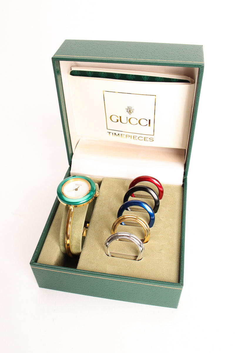 Vintage Gucci Metallic Bezels Bracelet Watch Boxed Gift Set at Recess Los Angeles
