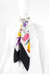 Vintage Gucci Vittorio Accornero Black Flora Scarf on mannequin at Recess Los Angeles