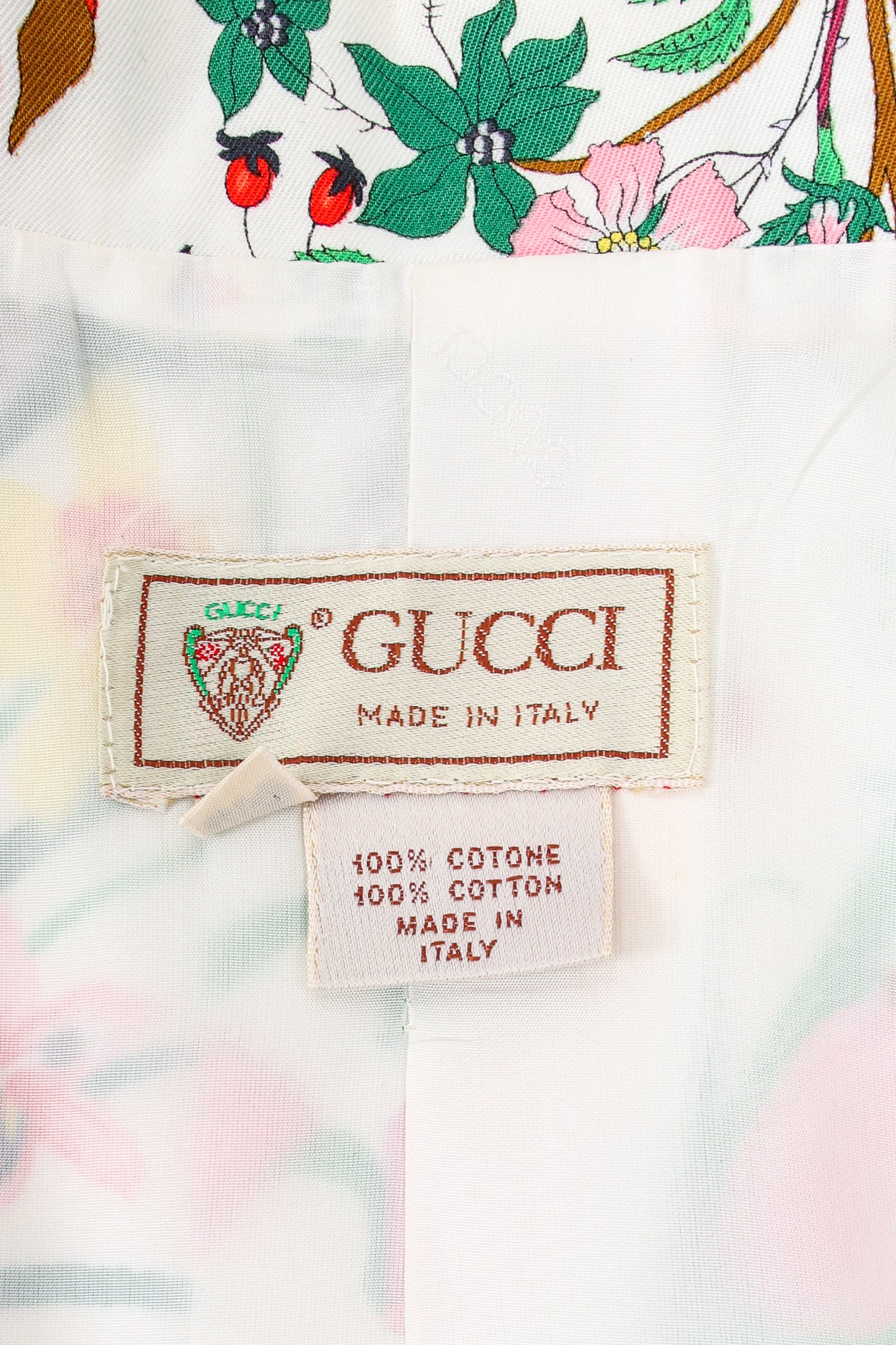 Vintage Gucci Iconic Flora Print Jacket label at Recess Los Angeles