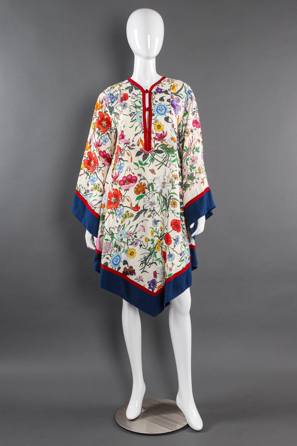GUCCI 花 Linen floral vintage dress ワンピース Gucciwhitefloraltunicdress-
