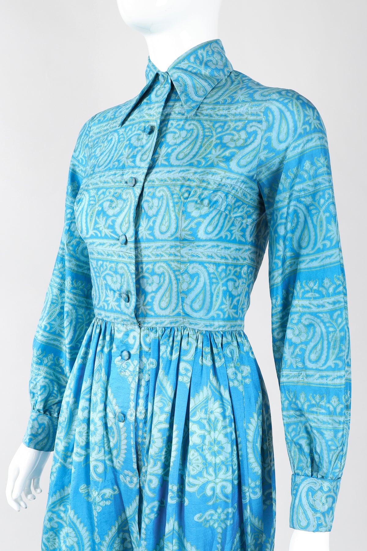 silk shirtwaist dress Vintage Gumps San Francisco Paisley Silk Shirtwaist Dress – Recess
