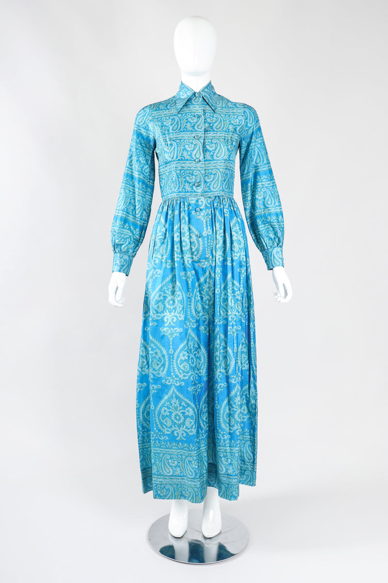 Recess Los Angeles Designer Consignment Vintage Gumps San Francisco Paisley Silk Shirtwaist Dress