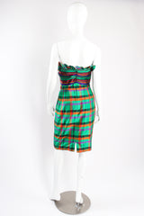 Vintage Guy Laroche Rainbow Plaid Silk Dress Set on mannequin back at Recess Los Angeles