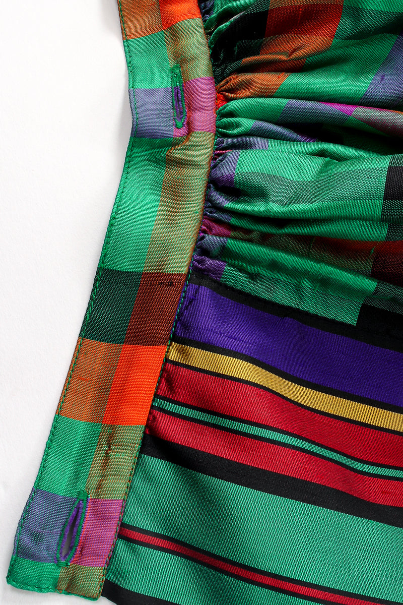 Vintage Guy Laroche Rainbow Plaid Silk Skirt Set moved button at Recess Los Angeles