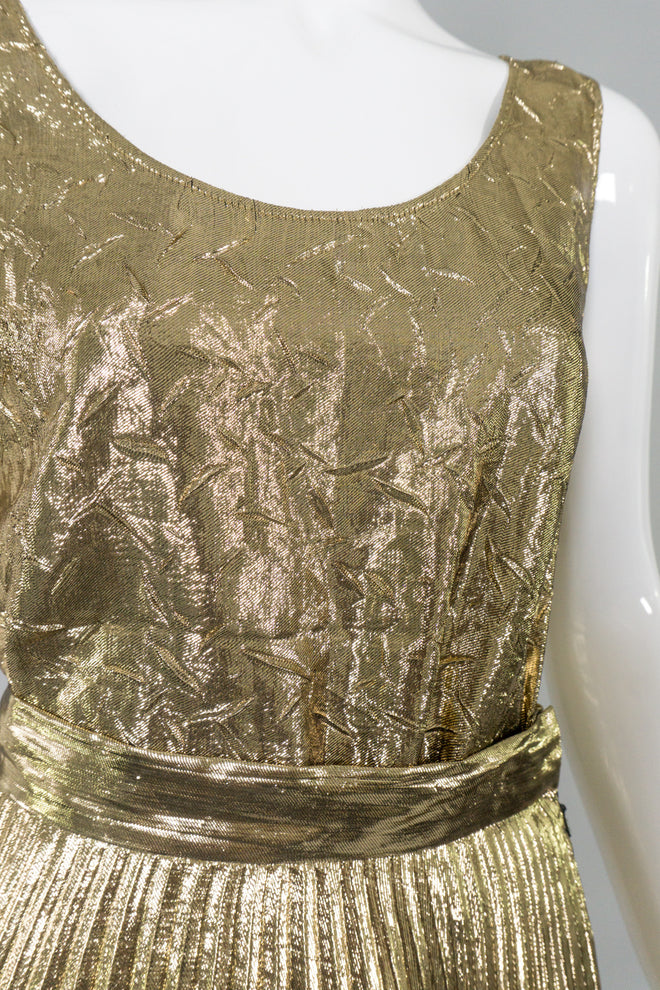 Halston III Gold Lamé Tank & Skirt Set