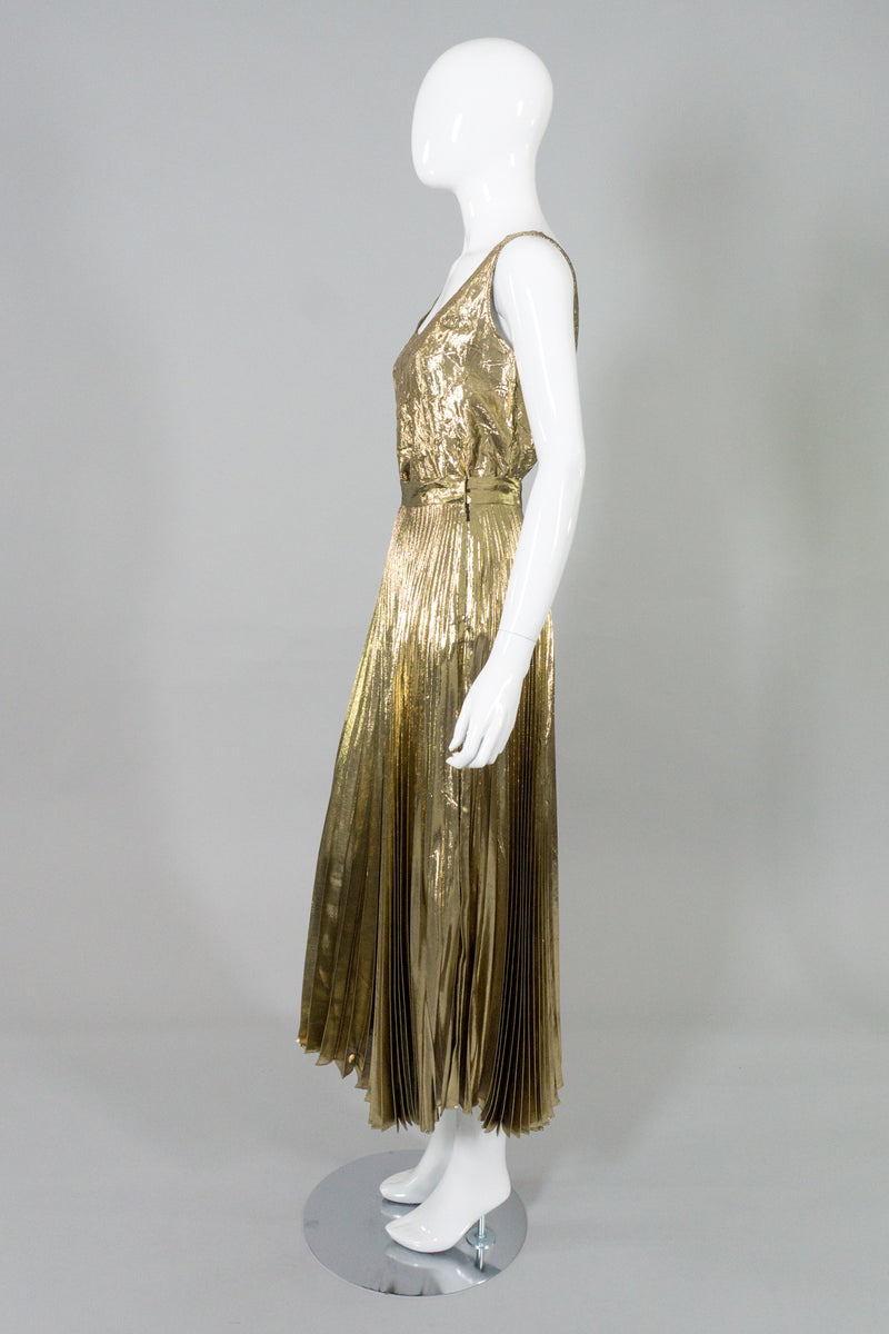 Halston III Gold Lam Tank & Skirt Set Recess Halston III Gold Lam Tank & Skirt Set Recess
