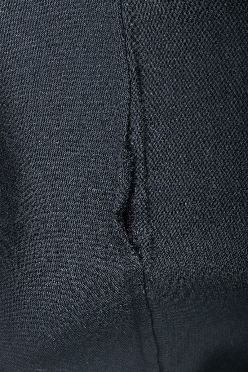 Vintage Halston Long Black Wool Cape wear damage to inner lining seams