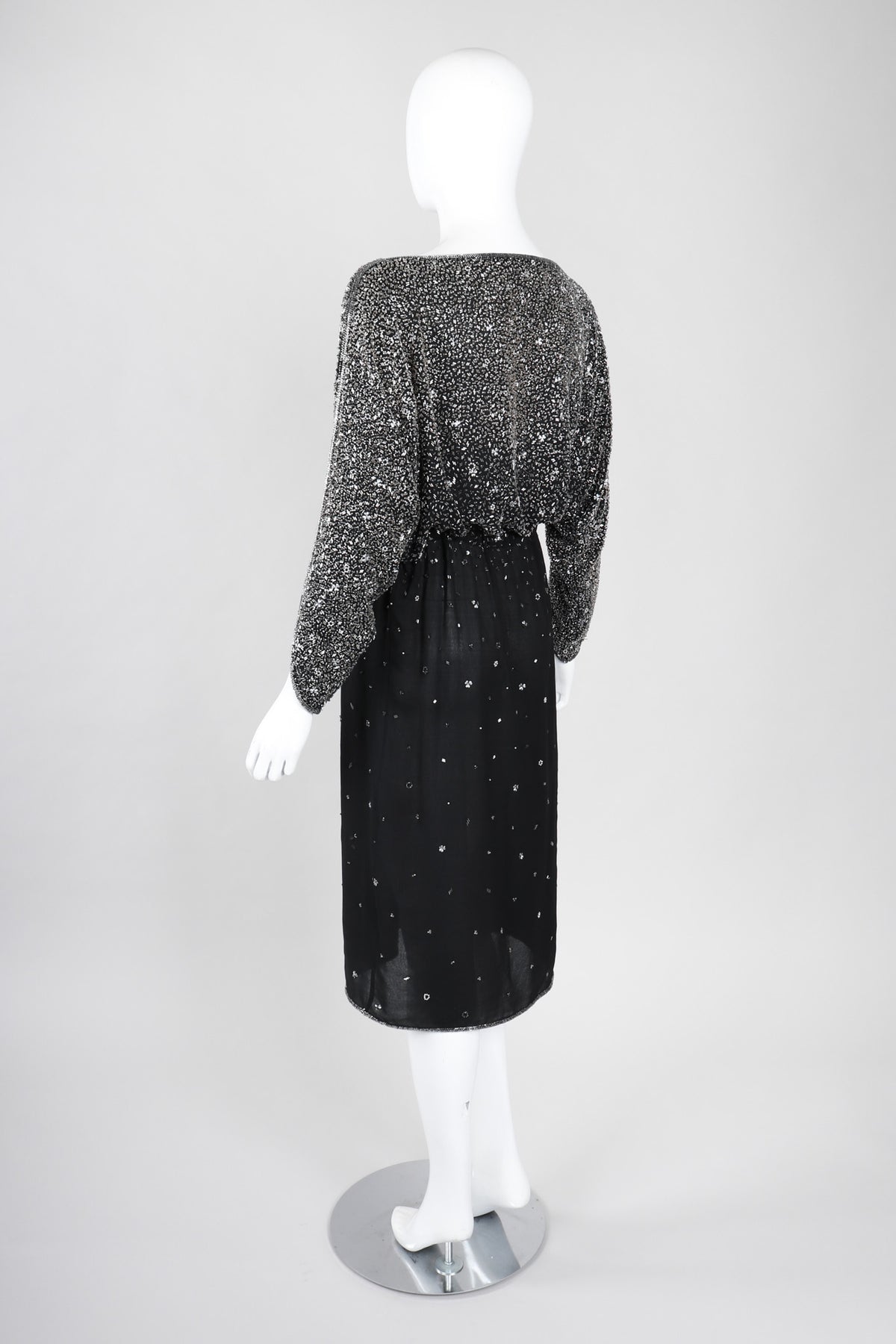 women's beaded dolman-sleeve dress Vintage Rare Halston Starry Dolman Sleeve – Recess White dresser with black and an ankle winter wedding dresses Velvet Colors:Teal Green 703