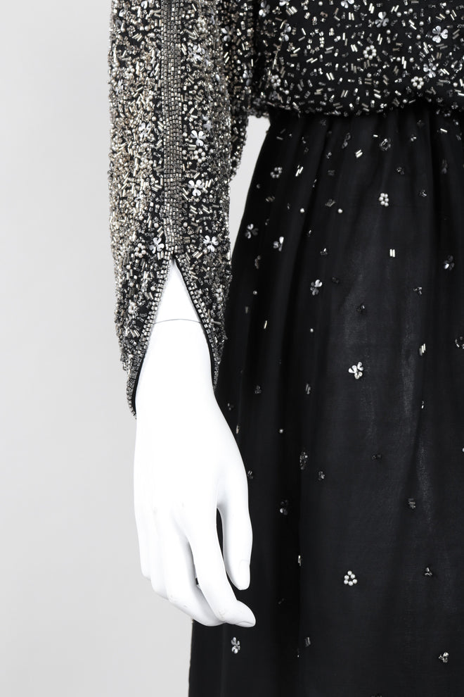 Recess Los Angeles Vintage Rare Halston Beaded Starry Dolman Sleeve Dress