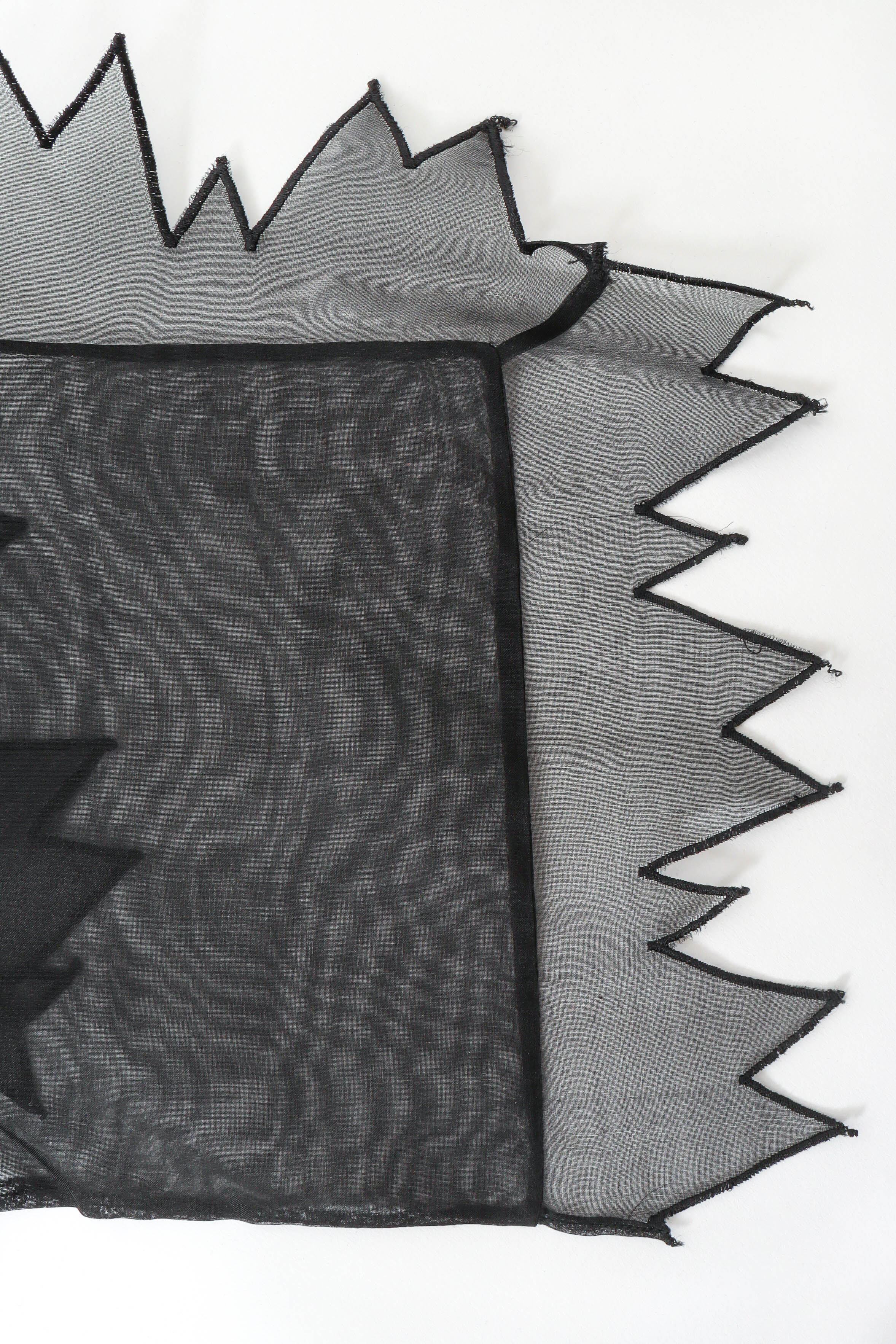 Vintage Hanae Mori Stripe Mesh Blouse hem/overlock detail @ Recess Los Angeles