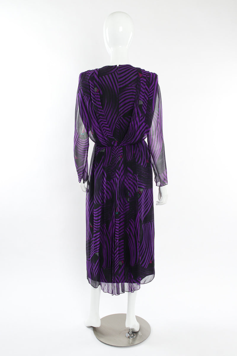 Vintage Hanae Mori Abstract Stripe Geo Silk Dress mannequin back @ Recess LA