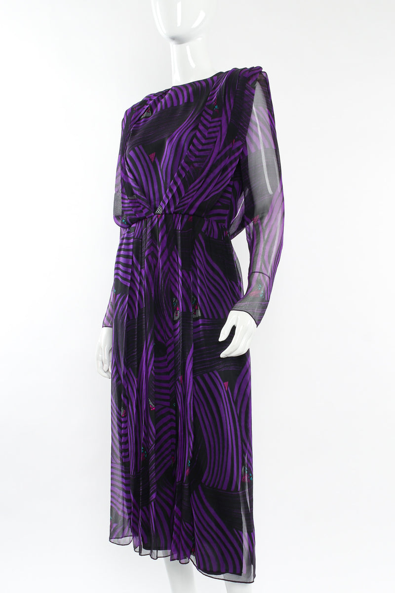 Vintage Hanae Mori Abstract Stripe Geo Silk Dress mannequin angle @ Recess LA