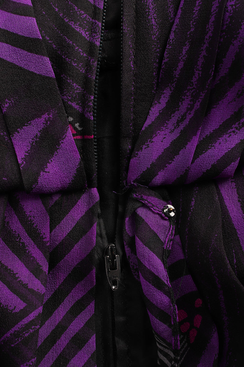 Vintage Hanae Mori Abstract Stripe Geo Silk Dress back zipper/snap button @ Recess LA