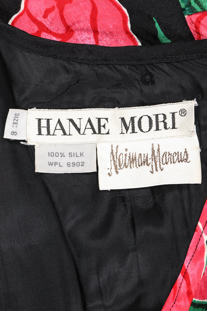 Recess Los Angeles Vintage Hanae Mori Ruched Roses Silk Dress
