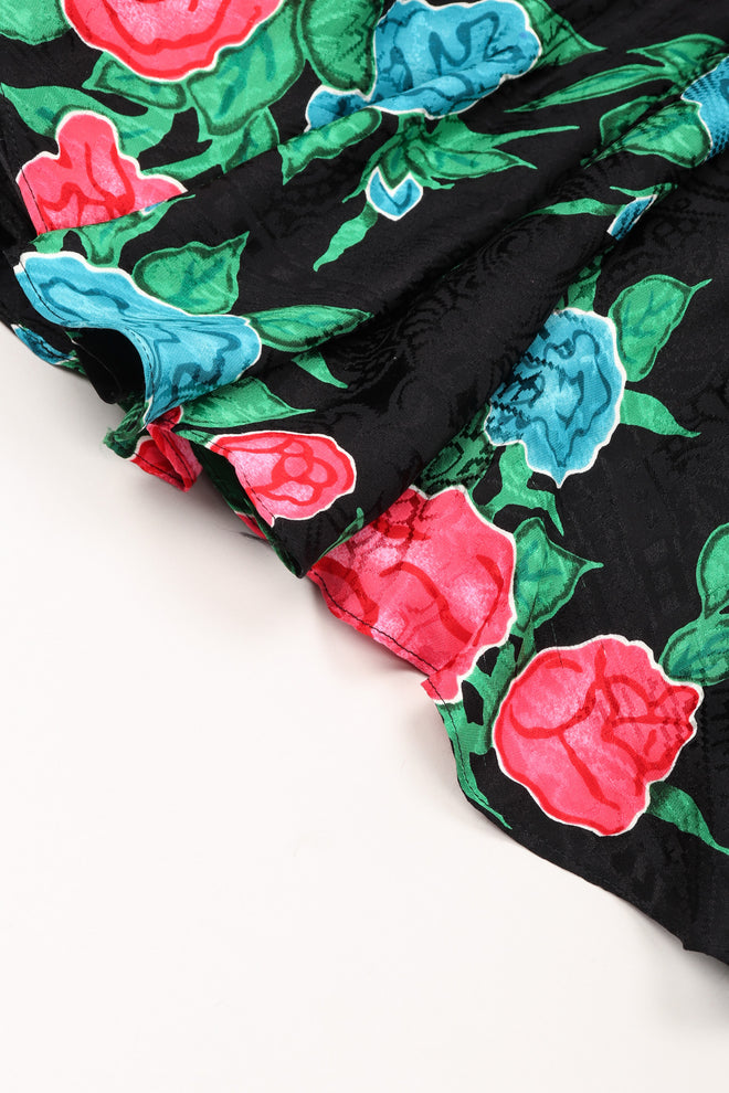 Recess Los Angeles Vintage Hanae Mori Ruched Roses Silk Dress