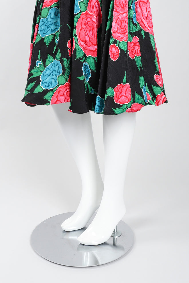 Recess Los Angeles Vintage Hanae Mori Ruched Roses Silk Dress
