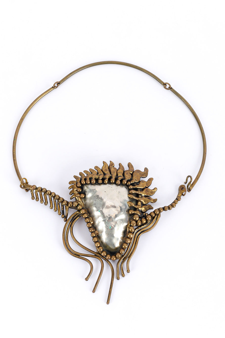 Unique mixed metal abstract vintage collar necklace flat lay loop @recessla