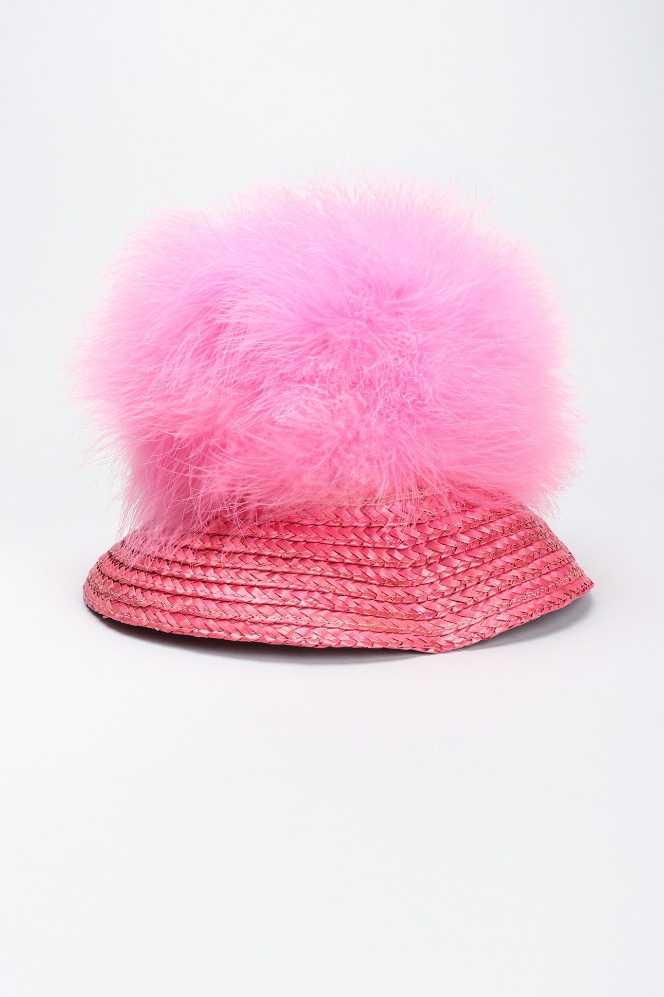 Recess Los Angeles Vintage Happy Cappers Marabou Straw Bubblegum Fluff Puff Hat