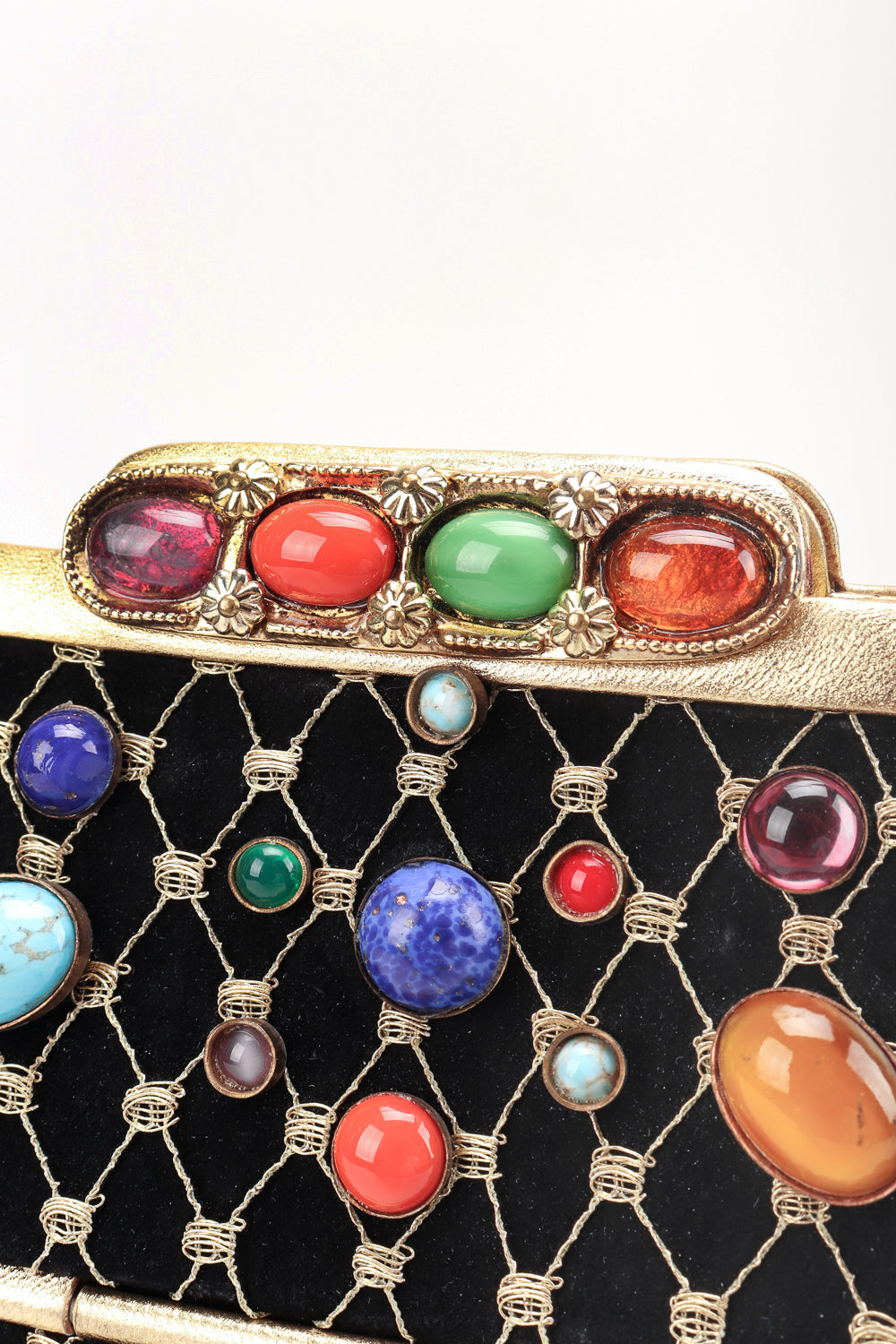 Recess Los Angeles Designer Consignment Resale Recycled Vintage Helene Angeli Royal Jeweled Box Bag