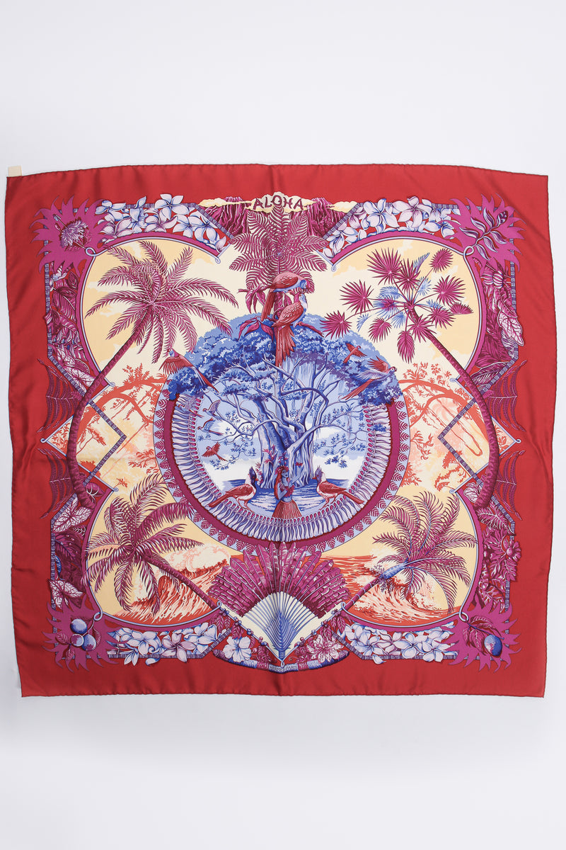 Vintage Hermes Laurence Toutsy Bourthoumieux Aloha silk scarf flat at Recess Los Angeles