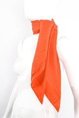 Vintage Hermes Classic Orange Jacquard Scarf on Mannequin at Recess Los Angeles