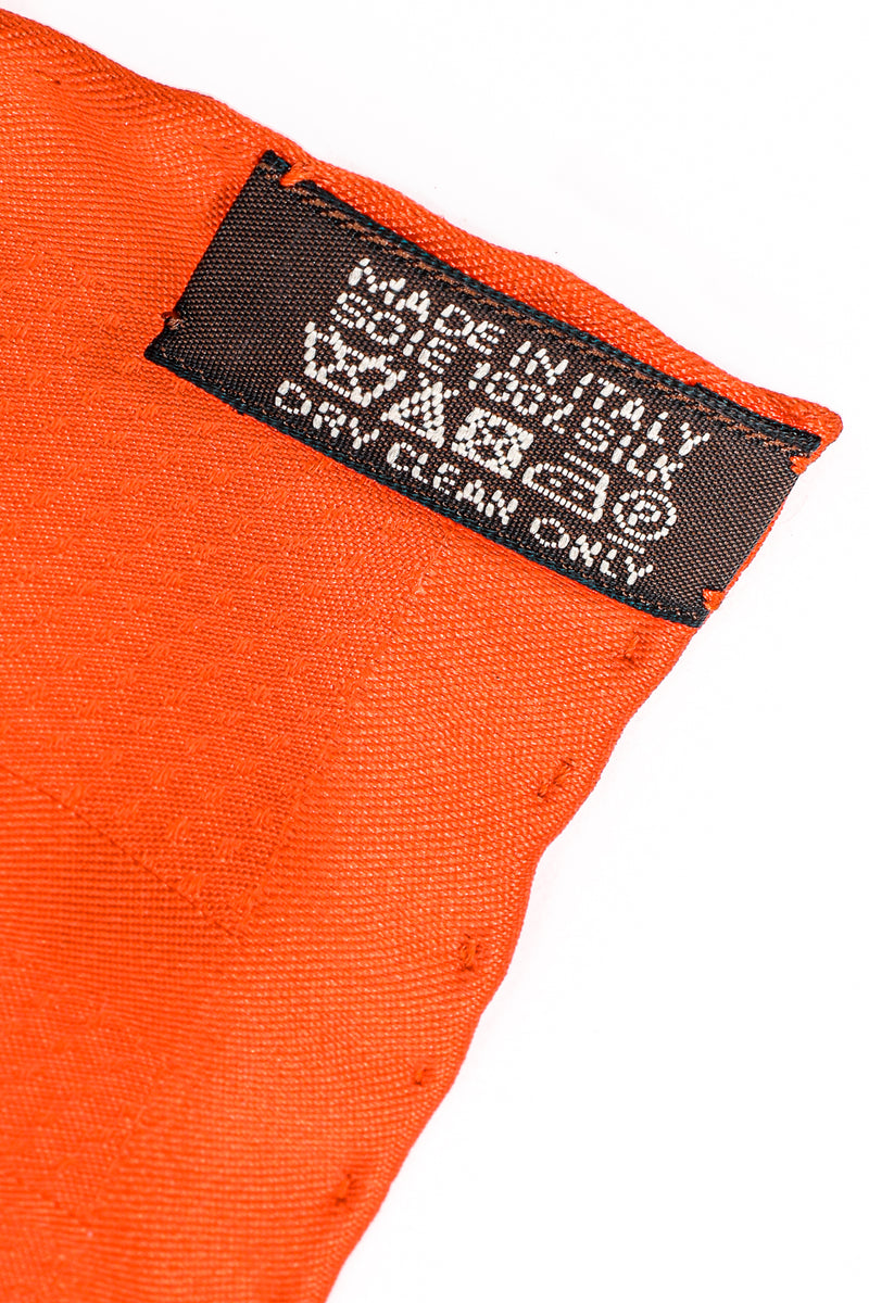 Vintage Hermes Classic Orange Jacquard Scarf tag at Recess Los Angeles