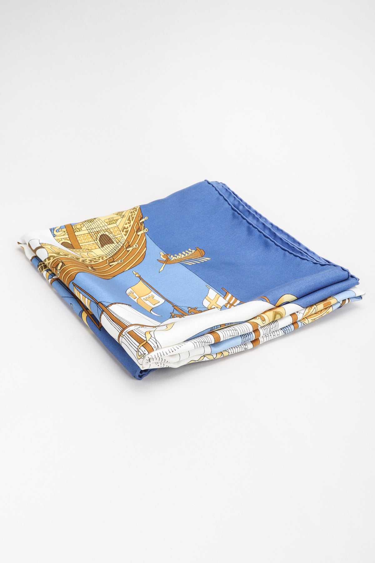 Vintage Hermes Golden Medieval Armada Ship Scarf – Recess