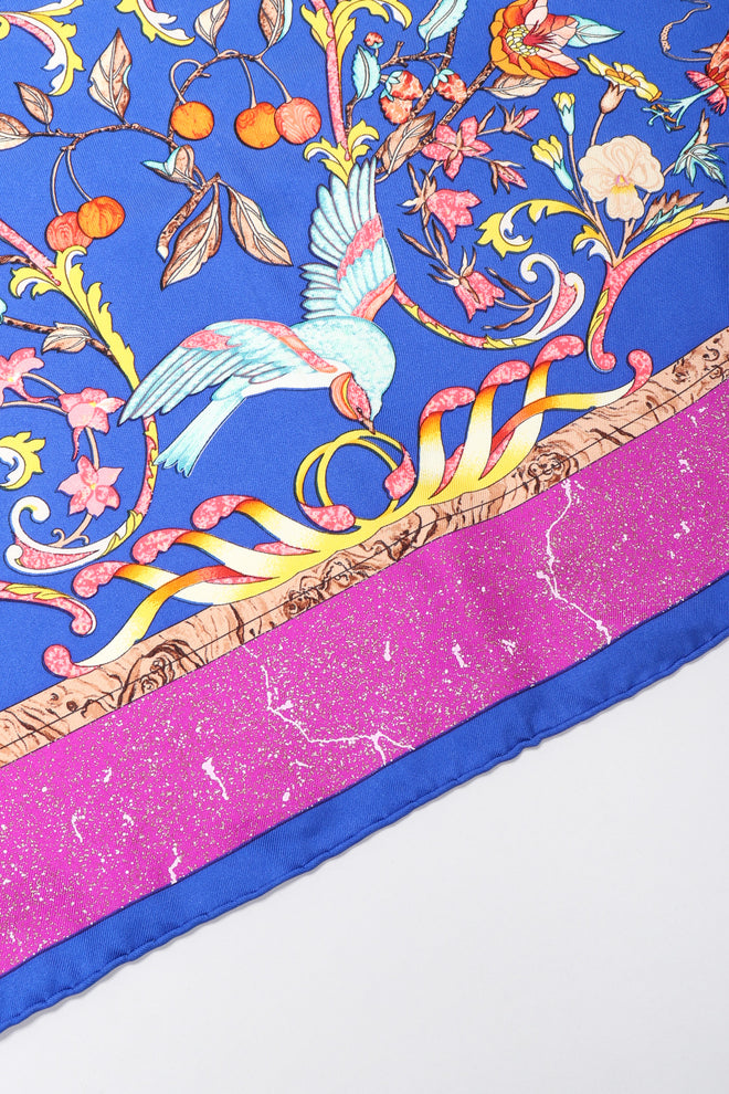 Recess Los Angeles Vintage Hermes Pierres D'Orient Et D'Occident Floral Bird Scarf