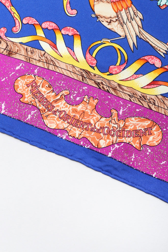 Recess Los Angeles Vintage Hermes Pierres D'Orient Et D'Occident Floral Bird Scarf