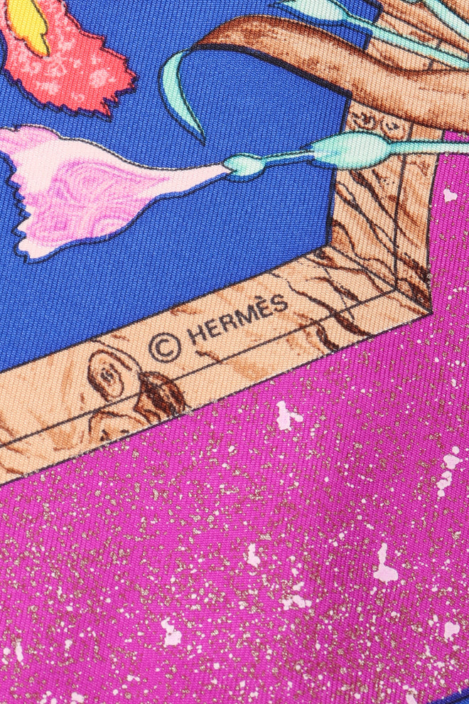 Recess Los Angeles Vintage Hermes Pierres D'Orient Et D'Occident Floral Bird Scarf