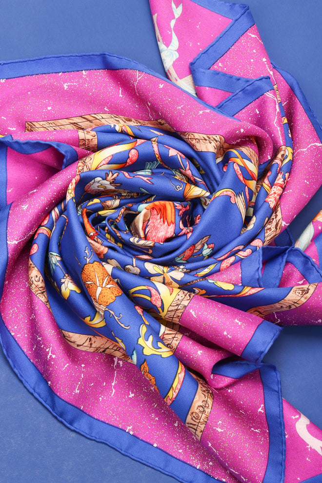 Recess Los Angeles Vintage Hermes Pierres D'Orient Et D'Occident Floral Bird Scarf