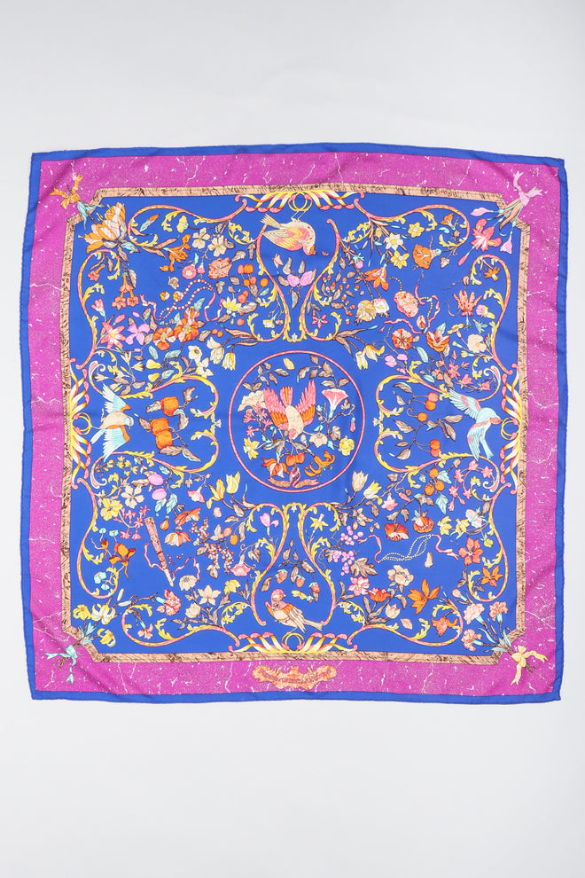 Recess Los Angeles Vintage Hermes Pierres D'Orient Et D'Occident Floral Bird Scarf