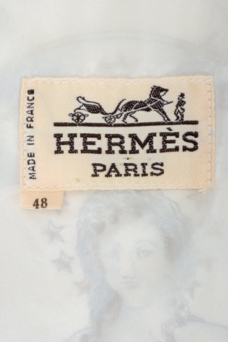 Vintage Hermes Joachim Metz Europe Print Silk Vest label on lining