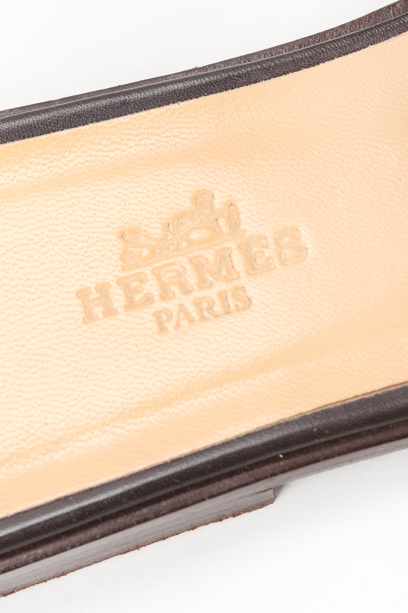 Recess Designer Consignment Vintage Hermes Studded Leather Oran H Slide Sandals Los Angeles Resale